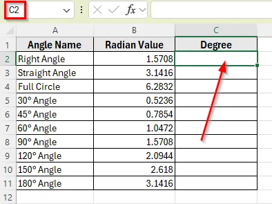 Using the DEGREES Function to Instantly Convert Radians