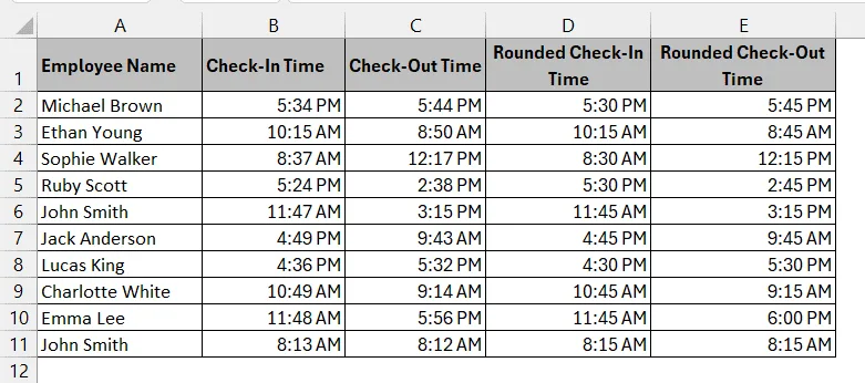 Rounding Time to Nearest 15 Minutes Using MROUND Function
