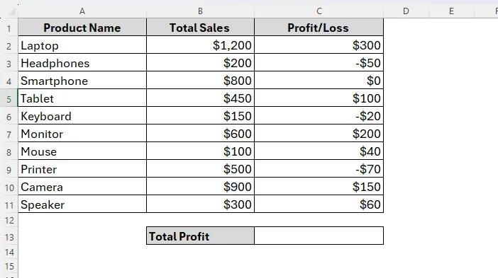 Using SUMIF to Sum All Values Greater than 0 with the Generic Formula