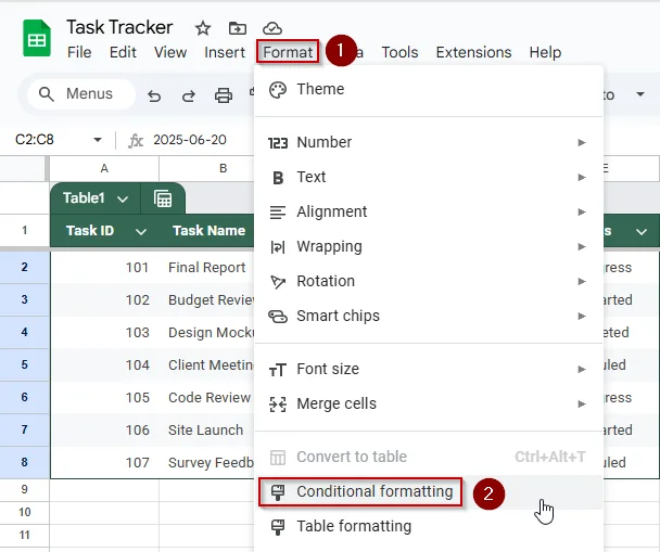 Highlight Dates Within the Next 7 Days Using TODAY and AND Functions in Conditional Formatting