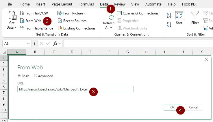 Using Excel’s Default Method