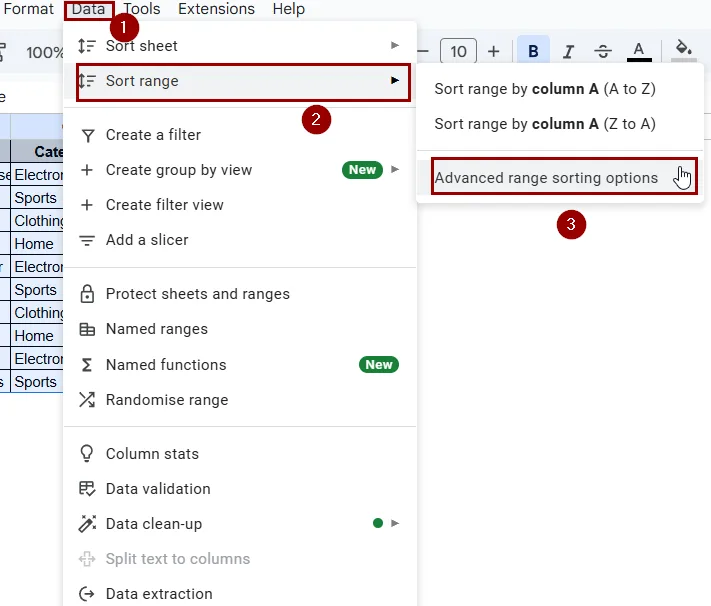 Using the Sort Range Feature to Keep Data Intact