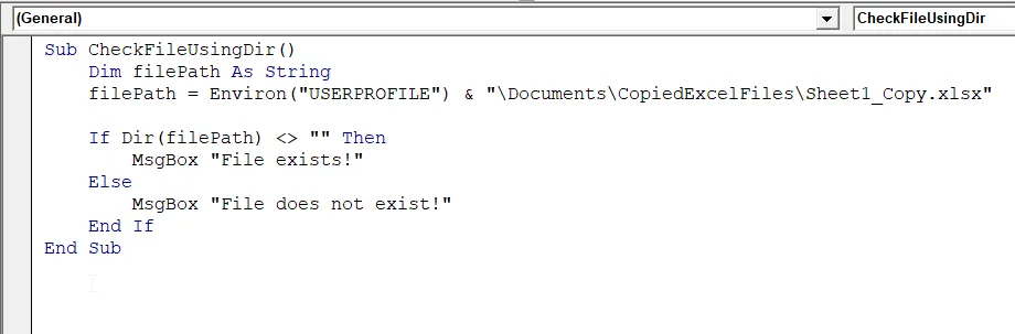 Using the DIR Command to Check If a File Exists