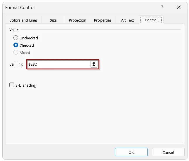 Insert a Radio Button in Excel