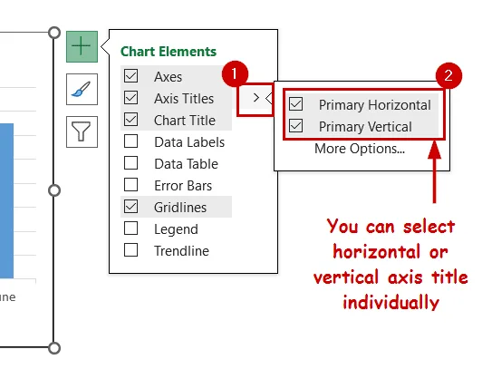 axis titles option for horizontal and vertical axis