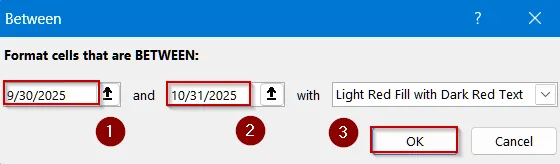 Highlight Dates Within a 30-Day Range Using Conditional Formatting