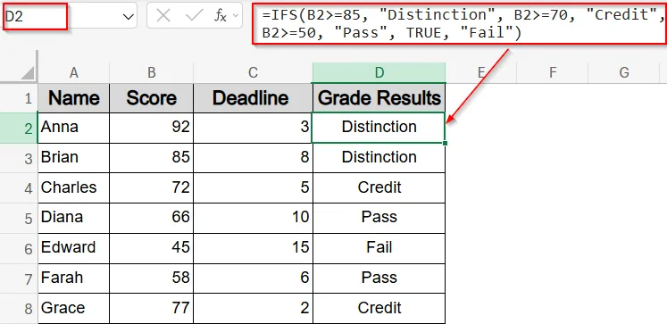 Use IFS Function to Apply Three Conditions (Excel 2016 and Later)