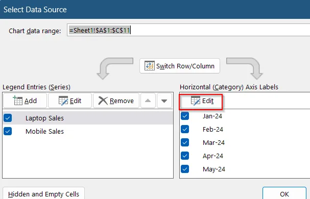 Update X Axis Labels from Select Data Options