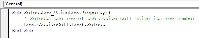 Highlight Active Cell’s Entire Row Using Rows(ActiveCell.Row).Select Statement