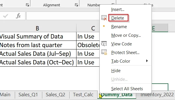 Delete Unused Content to Reduce Excel File Size