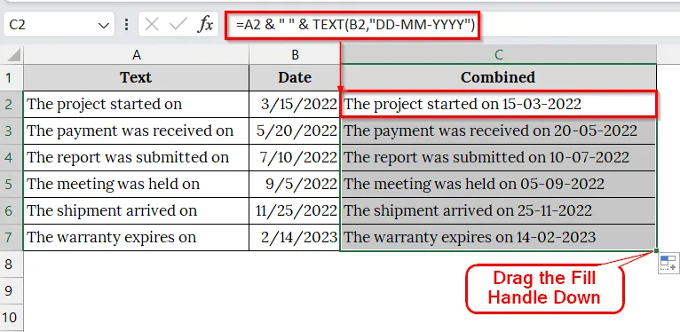 Applying the Ampersand (&) Operator to Join Date and Text
