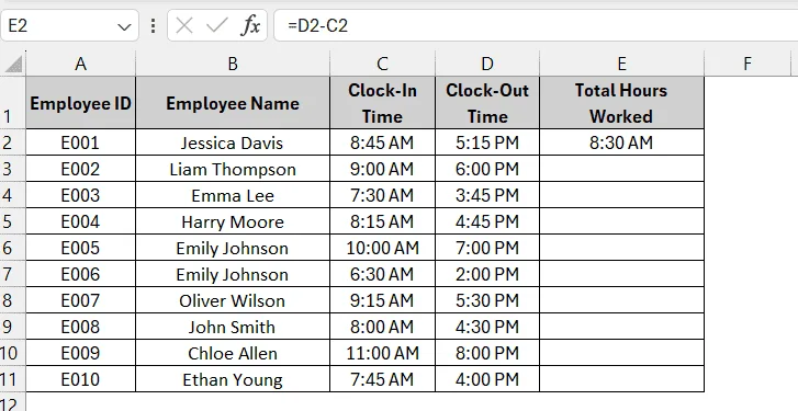 Subtracting Time Directly