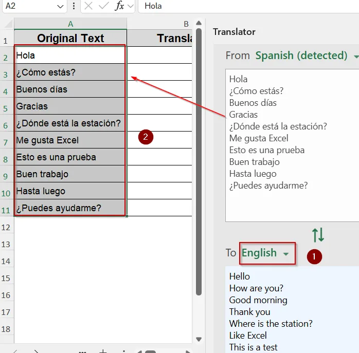 Utilize the Built-In Translate Tool in Excel