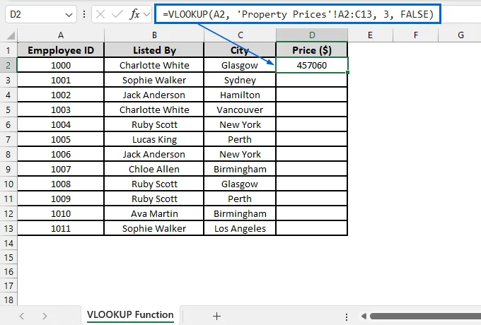 Use VLOOKUP Function to Transfer Data from Another Worksheet