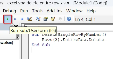 Delete an Entire Row by Row Number