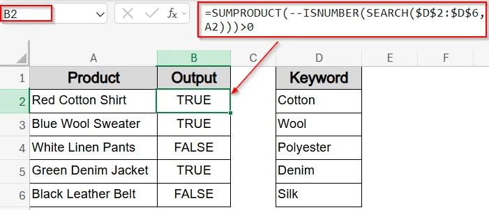Try SUMPRODUCT with SEARCH and ISNUMBER Functions