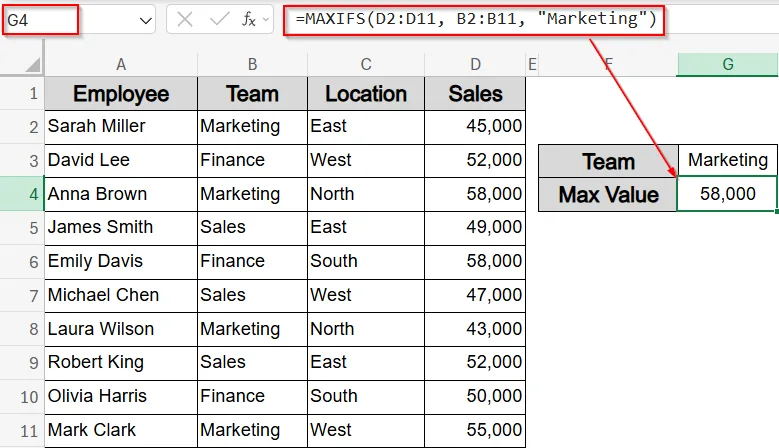 Apply MAXIFS Function for Conditional Maximum (Excel 2019 and later)
