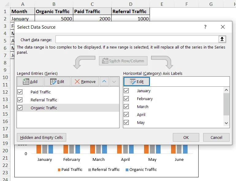 legend entries changed in dialog box