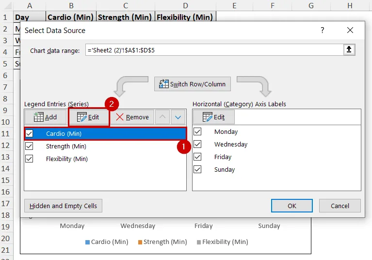 selecting legend entries from the select data source dialog box