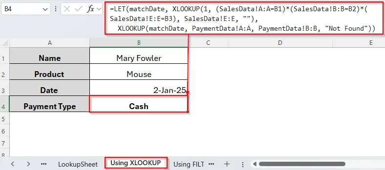 Using XLOOKUP Function to Vlookup with Multiple Criteria in Different Sheets.