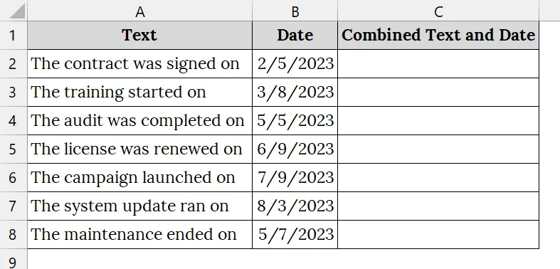 Combine Text with Current Date Using the TODAY Function
