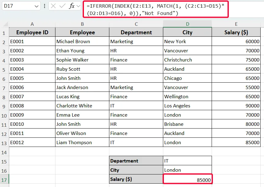 Use INDEX-MATCH Formula for Dynamic Lookup
