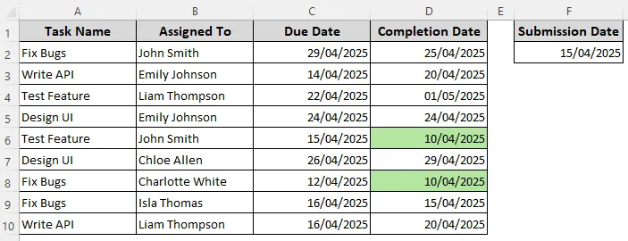 Highlight Dates That are On, Before, or After a Date in Another Cell