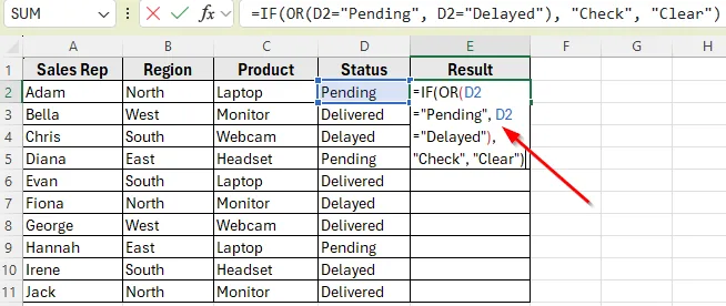 Example 2: Flag Orders with Pending or Delayed Status