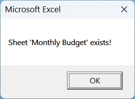 Check If the Sheet Exists in the Current Workbook