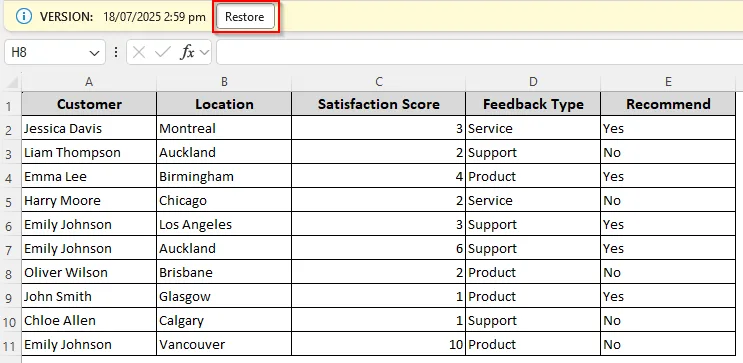 Using Excel's AutoSave Feature to Undo Changes with OneDrive or SharePoint