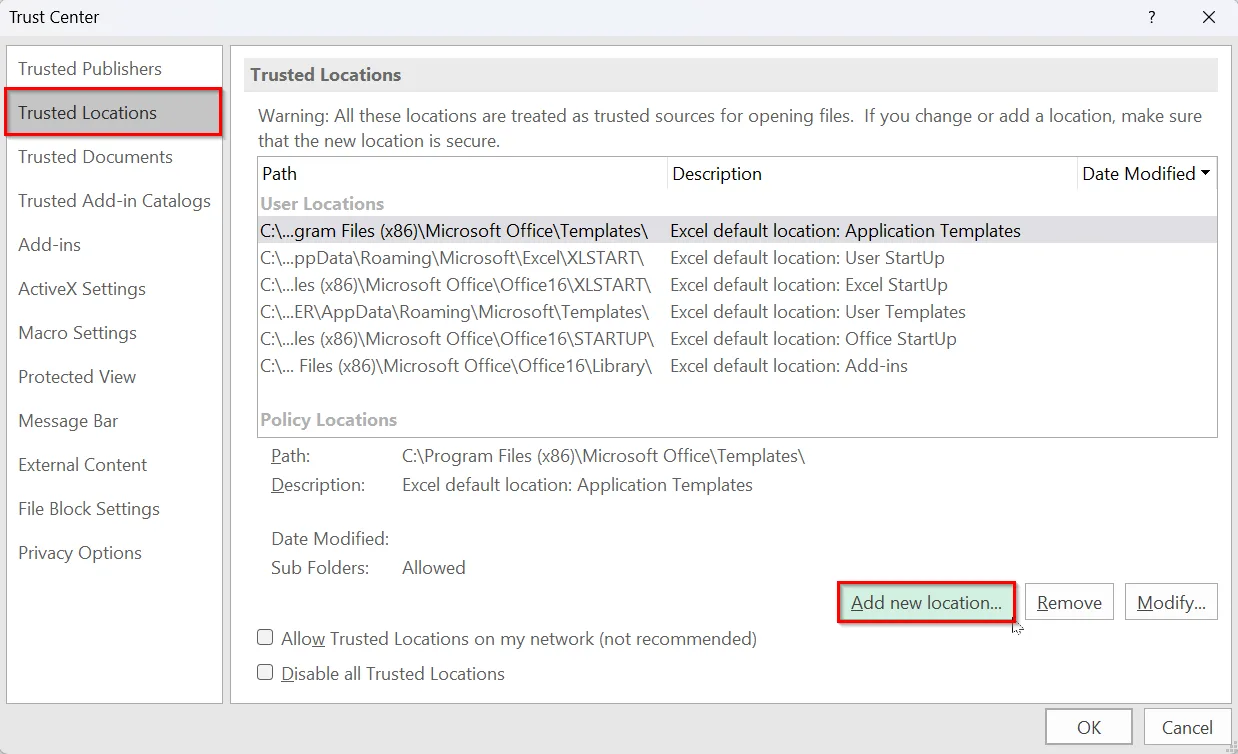 Move the File to a Trusted Location