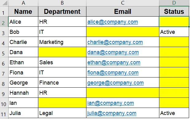 Use Excel’s Built-in “Blanks” Option for Conditional formatting