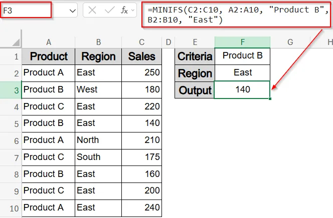 Use MINIFS Function for Simple Built-In Filtering