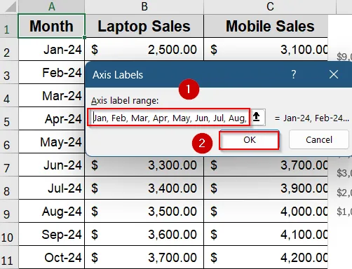 Update X Axis Labels from Select Data Options