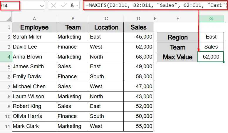 Apply MAXIFS Function for Conditional Maximum (Excel 2019 and later)
