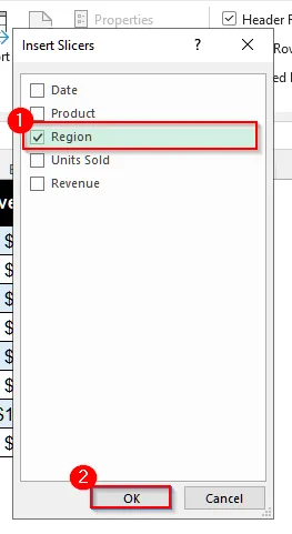 Insert a Slicer in Excel by Converting the Dataset into a Table