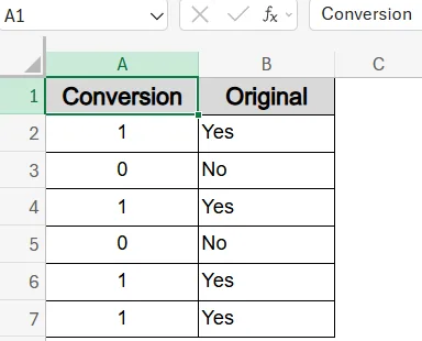 Use Find & Replace to Replace Yes/No with 1/0