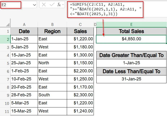 Insert SUMIFS Functions with Hardcoded DATE Values for Fixed Monthly Totals
