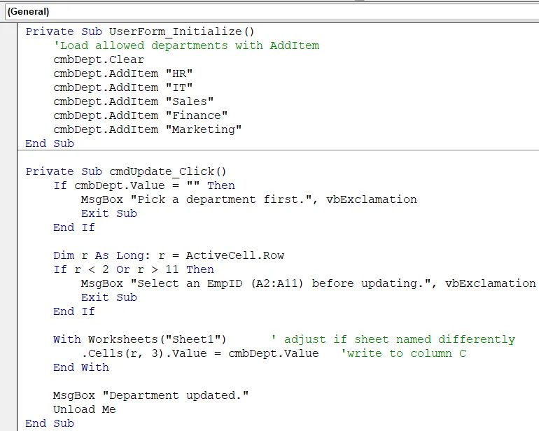 Populate a UserForm ComboBox with AddItem in VBA