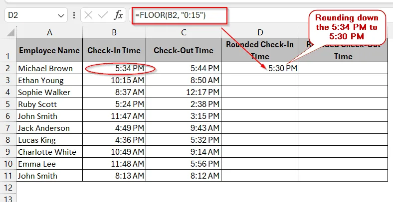 Applying FLOOR Function to Round Time