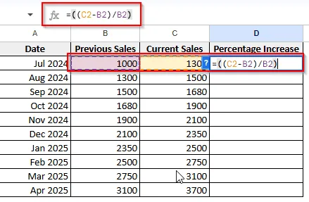 Calculate Average Percentage from Numerical Data