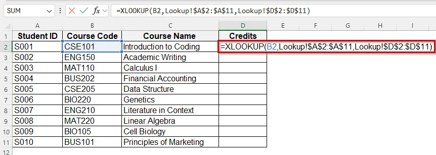 Create a Lookup Table using XLOOKUP Function