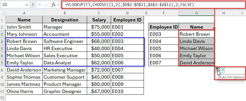 Using VLOOKUP with CHOOSE Function for a Single Criterion