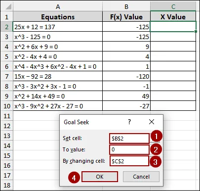 Using Goal Seek