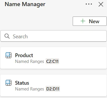 Set Up Named Ranges to Use with COUNTIFS Function