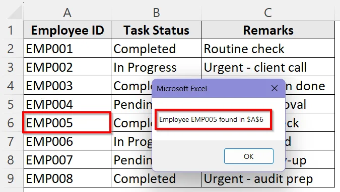Examples of Exit For Command in Excel