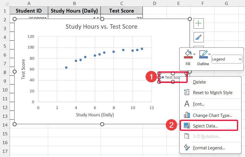 Create a Scatter Plot with Two Adjacent Variables