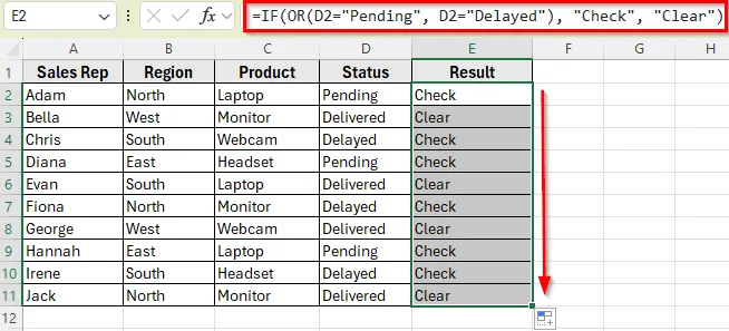 Example 2: Flag Orders with Pending or Delayed Status