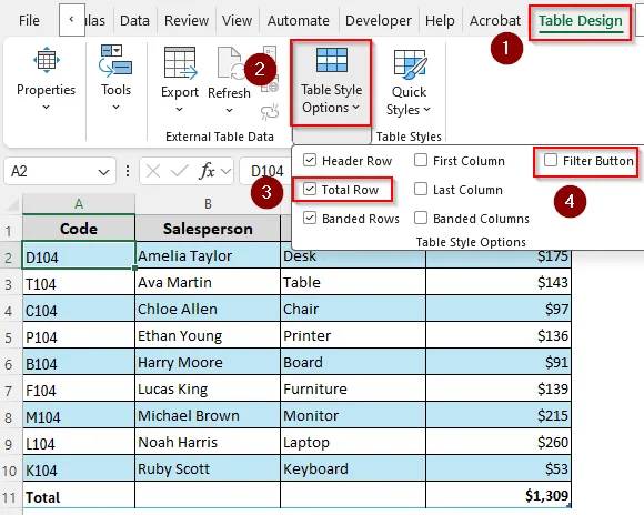 Converting Existing Data into a Table Using the Insert Tab
