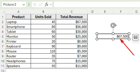 Insert Text Box Using Copy as Picture in Excel